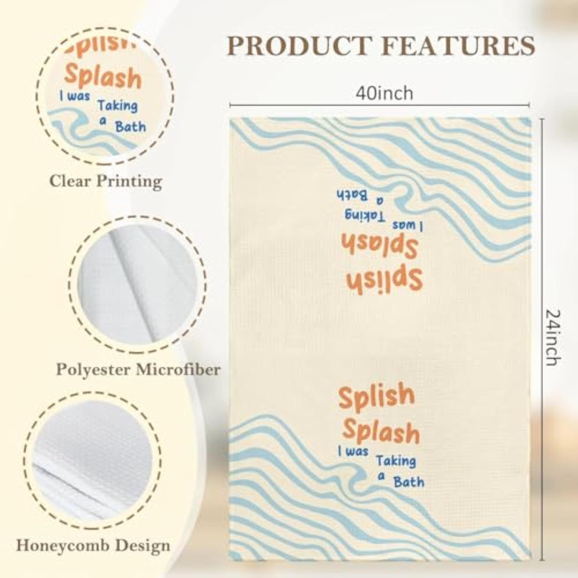 Funny Kids Hand Towels, Splish Splash Decorative Bathroom Towels